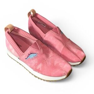 Toms pink dinosaur embroidered flats shoes slip on sneakers